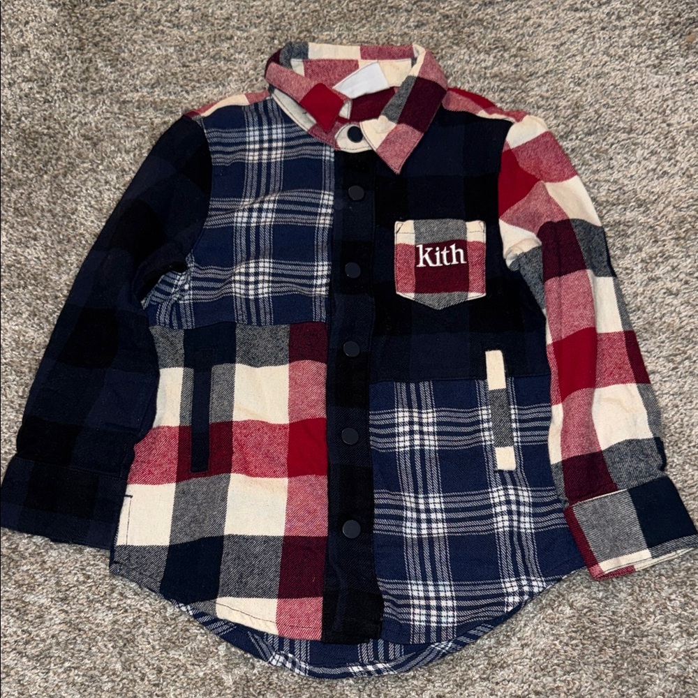 Kith Kids Checkered Button Down - Navy, Red, and White